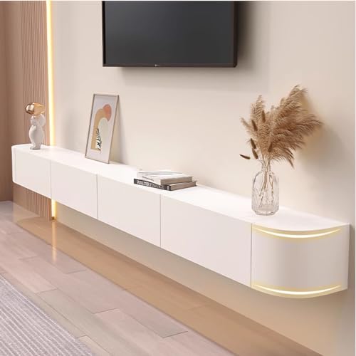 Wandmontierter schwimmender TV-Ständer mit Stauraum, 220 cm Konsolenregale für Wohnzimmer, modernes Design, platzsparende und stilvolle TV-Einheit Wandmontierter schwimmender TV-Ständer mit Stauraum, 220 cm Konsolenregale für Wohnzimmer, modernes Design, platzsparende und stilvolle TV-Einheit von Generisch