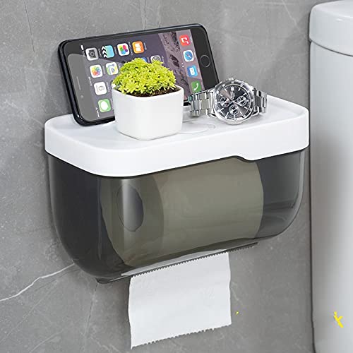 Wandmontierter wasserdichter Toilettenpapierhalter & Handtuchspender – langlebige schwarze Badezimmer-Aufbewahrungsbox für einfachen Zugang – ideal für kompakte Räume, große Kapazität von Generisch