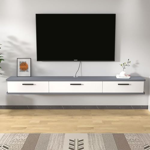 Wandmontiertes, schwebendes TV-Ständer mit Stauraum, langer grauer Konsolentisch für Wohnzimmer, modernes Klapptür-Design, 180 x 22 x 20 cm, hängender TV-Schrank Wandmontiertes, schwebendes TV-Ständer mit Stauraum, langer grauer Konsolentisch für Wohnzimmer, modernes Klapptür-Design, 180 x 22 x 20 cm, hängender TV-Schrank von Generisch