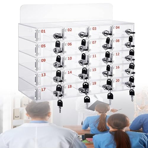 Wandmontiertes Acryl-Handy-Aufbewahrungsfach mit Schlüsselschloss für sichere Geräteverwaltung in Büros, Schulen und Fabriken Wandmontiertes Acryl-Handy-Aufbewahrungsfach mit Schlüsselschloss für sichere Geräteverwaltung in Büros, Schulen und Fabriken von Generisch