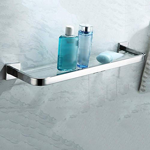 Wandmontiertes Badezimmer-Regal, 8 mm dickes gehärtetes Glas mit polierter Chrom-Halterung, rechteckiges Design, 50 cm und 40 cm, stilvolle Aufbewahrungslösung Wandmontiertes Badezimmer-Regal, 8 mm dickes gehärtetes Glas mit polierter Chrom-Halterung, rechteckiges Design, 50 cm und 40 cm, stilvolle Aufbewahrungslösung von Generisch