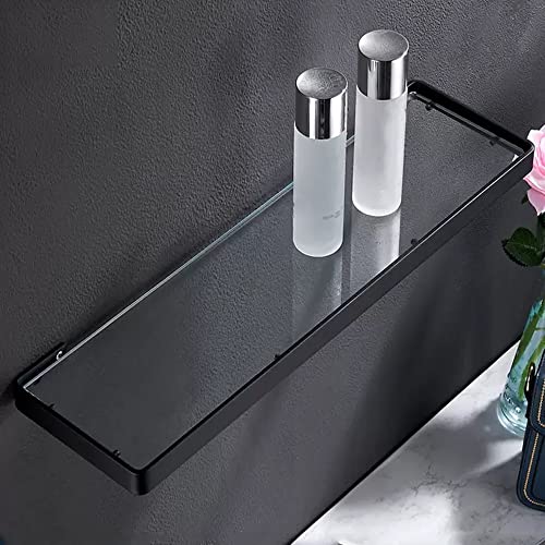 Wandmontiertes Badezimmer-Regal – 45 cm Glas-Duschablage & Spiegelfront – multifunktionales schwebendes Regal für Kosmetik- und Gewürzaufbewahrung – glatte gebürstete Oberfläche von Generisch