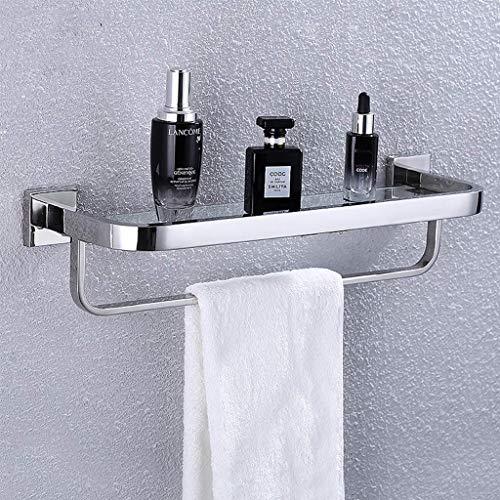 Wandmontiertes Badezimmer-Regal aus Edelstahl mit Handtuchstange und Einlegeböden aus gehärtetem Glas, 60 cm lang, Hängeregale für organisierten Badezimmerraum Wandmontiertes Badezimmer-Regal aus Edelstahl mit Handtuchstange und Einlegeböden aus gehärtetem Glas, 60 cm lang, Hängeregale für organisierten Badezimmerraum von Generisch