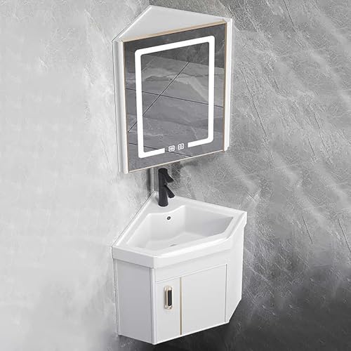 Wandmontiertes Badezimmer-Waschtisch-Kombination mit Keramikspüle und LED-Anti-Beschlag-Spiegel, platzsparende Lösung für Haus und Küche Wandmontiertes Badezimmer-Waschtisch-Kombination mit Keramikspüle und LED-Anti-Beschlag-Spiegel, platzsparende Lösung für Haus und Küche von Generisch