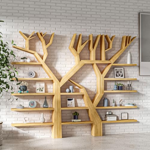 Wandmontiertes Baum-Bücherregal, rustikales Holz-Bücherregal, schwimmendes Aufbewahrungsregal für die Präsentation von CDs, Büchern, Allzweck-Organizer-Regale für Wohnzimmer, Schlafzimmer, Heimbüro Wandmontiertes Baum-Bücherregal, rustikales Holz-Bücherregal, schwimmendes Aufbewahrungsregal für die Präsentation von CDs, Büchern, Allzweck-Organizer-Regale für Wohnzimmer, Schlafzimmer, Heimbüro von Generisch