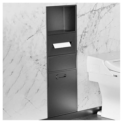 Wandmontiertes Duschregal, Edelstahl, Badezimmer-Organizer mit integriertem Mülleimer, versenkte Aufbewahrung für Zuhause, Hotel, Küche, Grau, 30 x 86 x 14 cm von Generisch