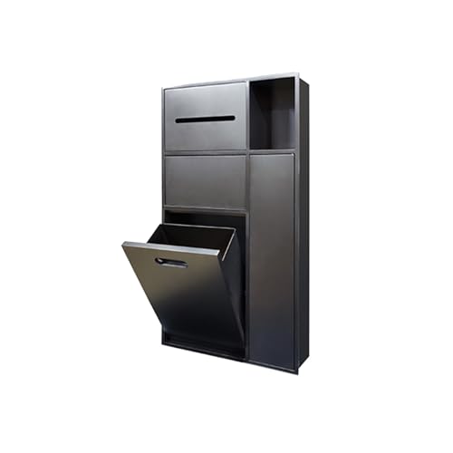Wandmontiertes Duschregal aus Edelstahl mit WC-Bürste und Mülleimer, platzsparende Aufbewahrung für moderne Badezimmer, keine Flieseninstallation erforderlich (grau) von Generisch