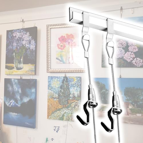 Wandmontiertes Galerie-Kunst-Hängesystem, robustes Bilderschienen-Set mit Stahlseilen, ideal für Museen, Kunststudios, Hotels – 2,5 m Schiene, 1,5 m Kabel, 1 Haken Wandmontiertes Galerie-Kunst-Hängesystem, robustes Bilderschienen-Set mit Stahlseilen, ideal für Museen, Kunststudios, Hotels – 2,5 m Schiene, 1,5 m Kabel, 1 Haken von Generisch