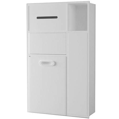 Wandmontiertes Toilettenpapierregal aus Edelstahl mit integriertem Mülleimer und WC-Bürstenhalter, platzsparender Organizer für Badezimmer, Schlafzimmer, Küche, Büro, Weiß, 40 x 67 x 14 cm Wandmontiertes Toilettenpapierregal aus Edelstahl mit integriertem Mülleimer und WC-Bürstenhalter, platzsparender Organizer für Badezimmer, Schlafzimmer, Küche, Büro, Weiß, 40 x 67 x 14 cm von Generisch