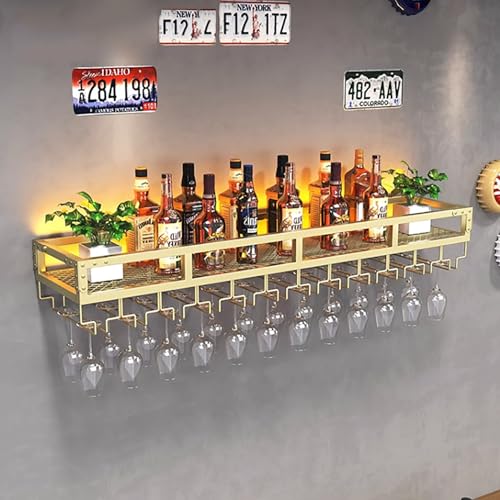 Wandmontiertes Weinregal – Eisen-Weinglashalter & Flaschenregal zur Aufbewahrung und Präsentation – multifunktionale Barregale mit stilvollem Deckenhänge-Design für Wohnzimmer von Generisch