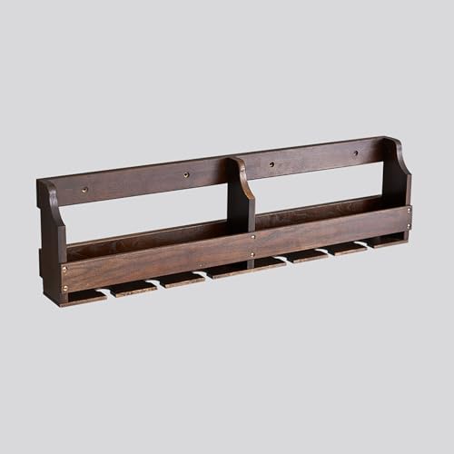 Wandmontiertes Weinregal aus Holz, schwebendes Regal für Weinaufbewahrung, große Kapazität für Restaurants, Bars, Küchen, Wohnzimmer, Cafés und Keller (Eichenholz-Finish) von Generisch
