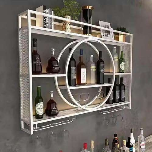 Wandmontiertes Weinregal aus Metall mit Glasständer, moderner Weinflaschenhalter mit Ablagen für Bar oder Restaurant Wandmontiertes Weinregal aus Metall mit Glasständer, moderner Weinflaschenhalter mit Ablagen für Bar oder Restaurant von Generisch
