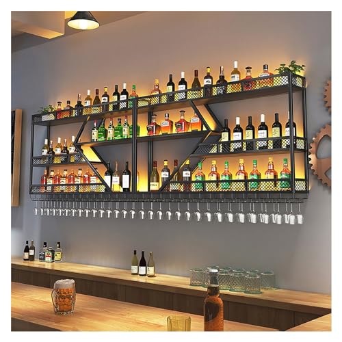 Wandmontiertes Weinregal mit Glashalter, schwebende Regale für Bar, Metall-Flaschen-Organizer für Weinkeller Wandmontiertes Weinregal mit Glashalter, schwebende Regale für Bar, Metall-Flaschen-Organizer für Weinkeller von Generisch