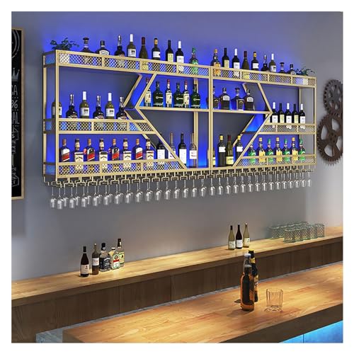 Wandmontiertes Weinregal mit Glashalter, schwebende Regale für Bar, Metall-Flaschen-Organizer für Weinkeller Wandmontiertes Weinregal mit Glashalter, schwebende Regale für Bar, Metall-Flaschen-Organizer für Weinkeller von Generisch
