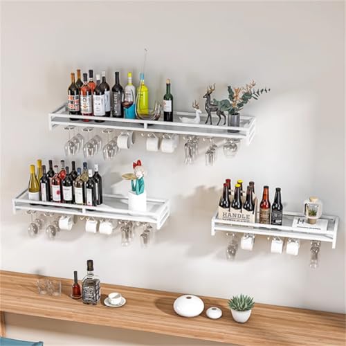 Wandmontiertes Weinregal mit Glashalter, schwimmende Barregale aus Metall für Likör-Display und Aufbewahrung, multifunktional Wandmontiertes Weinregal mit Glashalter, schwimmende Barregale aus Metall für Likör-Display und Aufbewahrung, multifunktional von Generisch