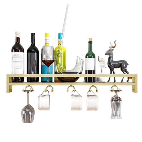 Wandmontiertes Weinregal mit Glashalter, schwimmendes Metall-Weinregal für Flaschenaufbewahrung, platzsparender Getränke-Organizer für Zuhause, Bar, Dekoration Wandmontiertes Weinregal mit Glashalter, schwimmendes Metall-Weinregal für Flaschenaufbewahrung, platzsparender Getränke-Organizer für Zuhause, Bar, Dekoration von Generisch