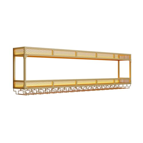 Wandmontiertes Weinregal mit LED-Licht – Metall hängende Weinflasche & Glashalter für Küche und Wohnzimmer, 3-stöckiges Likörregal, moderne Eisenbar Weindisplay Wandmontiertes Weinregal mit LED-Licht – Metall hängende Weinflasche & Glashalter für Küche und Wohnzimmer, 3-stöckiges Likörregal, moderne Eisenbar Weindisplay von Generisch