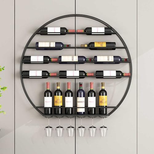 Wandmontiertes Weinregal mit Stielglashalter, modernes schwebendes Display für Esszimmer, Wohnzimmer, Bar Wandmontiertes Weinregal mit Stielglashalter, modernes schwebendes Display für Esszimmer, Wohnzimmer, Bar von Generisch
