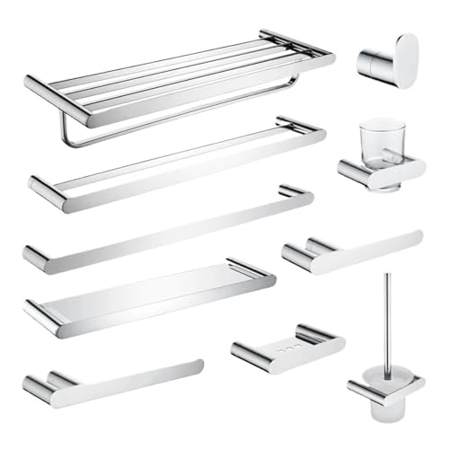 Wandmontiertes ovales Badzubehör-Set: Handtuchhalter Toilettenpapierhalter Toilettenbürstenhalter Seifenspender Kleiderhaken Küchenpapierhalter stilvoll & funktional! von Generisch