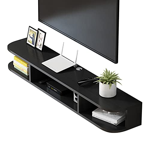 Wandmontiertes schwebender TV-Ständer – modernes Unterhaltungszentrum für Videospielkonsolen und Kabelboxen, stilvolle Holzaufbewahrungseinheit, platzsparendes Design von Generisch