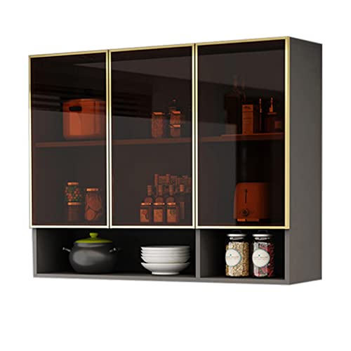 Wandmontiertes schwebendes Bücherregal, Küchenwandschrank, gehärtetes Glas, Vitrine, Garage oder Waschküche, Aufbewahrungsschränke (Größe: 90 x 30 x 80 cm) von Generisch