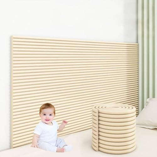 Wandpolster Wandpolsterung Selbstklebend für Kinderzimmer, Kantenschutz Schaumstoff, Anti-Kollision Wandkissen Gepolstert Bett Kinderzimmer Kinderbett Kinderbett, Kantenschutz Schaumstoff (2, Beige) von Generisch