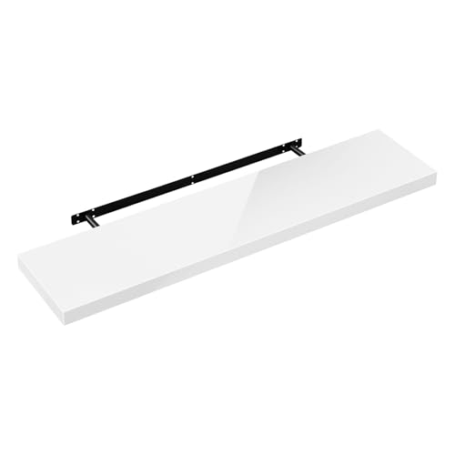 Wandregal SWS0387, glänzendes Wandregal, 90 x 22,9 x 3,8 cm, Hängeregal für Wohnzimmer, Küche, Badezimmer, Büro, modernes Design, stilvolle Wohnkultur, Weiß Wandregal SWS0387, glänzendes Wandregal, 90 x 22,9 x 3,8 cm, Hängeregal für Wohnzimmer, Küche, Badezimmer, Büro, modernes Design, stilvolle Wohnkultur, Weiß von Generisch