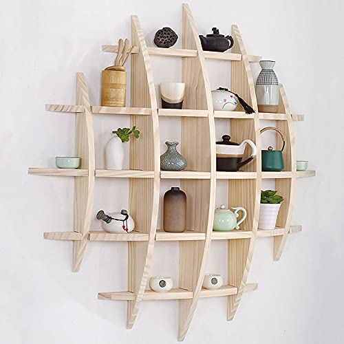 Wandregal aus Holz für Sammlerstücke - Modernes Retro-Aufbewahrungsregal Massivholz Hängeschrank für Tee und Bogu Duobao Schlichtes Design A-70 von Generisch