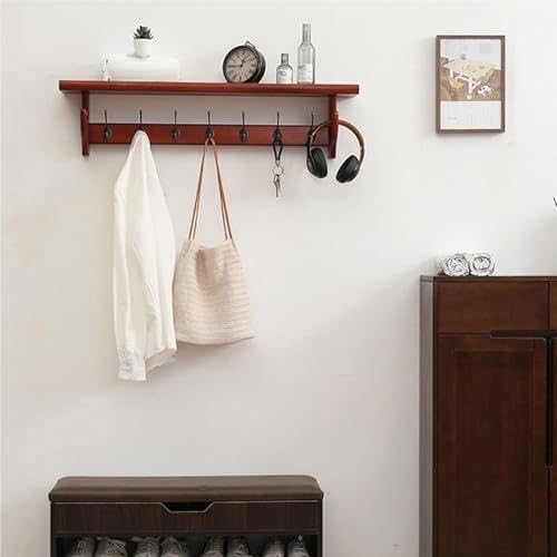 Wandregal aus Holz mit Haken - Eingangsgarderobe und Aufbewahrung für Badezimmer, Schlafzimmer, Wohnzimmer - Wandmontage mit dekorativen Aufhängehaken von Generisch