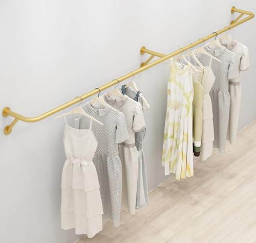 Wandregal mit Hängestange, goldener Kleiderbügel im Industrie-Stil, kreativer Schrank-Organizer für Eingangsbereich und Einzelhandel, Hemden, Laden, Display von Generisch