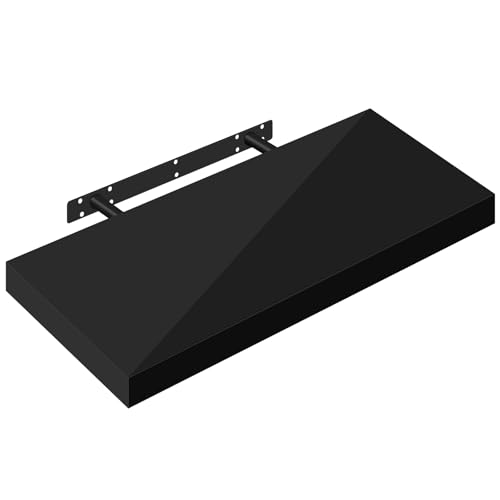 Wandregal schwarz glänzend Schweberegal Hängeregal für Wohnzimmer, Küche, Arbeitszimmer & Badezimmer, 50 x 22,9 x 3,8 cm, stilvolle Aufbewahrungslösung SWS0394 Wandregal schwarz glänzend Schweberegal Hängeregal für Wohnzimmer, Küche, Arbeitszimmer & Badezimmer, 50 x 22,9 x 3,8 cm, stilvolle Aufbewahrungslösung SWS0394 von Generisch