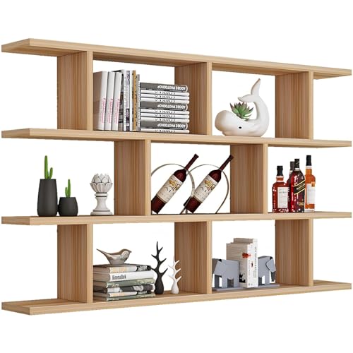 Wandregale aus hellem Walnussholz, stilvolle hängende Bücherregale für Aufbewahrung und Dekoration, ideal für Zuhause und Büro, 80 x 96,4 x 15 cm Wandregale aus hellem Walnussholz, stilvolle hängende Bücherregale für Aufbewahrung und Dekoration, ideal für Zuhause und Büro, 80 x 96,4 x 15 cm von Generisch