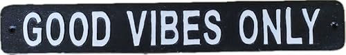 Wandschild aus Gusseisen, Good Vibes Only, schwarz-weiß, dekoratives Schild von Generisch