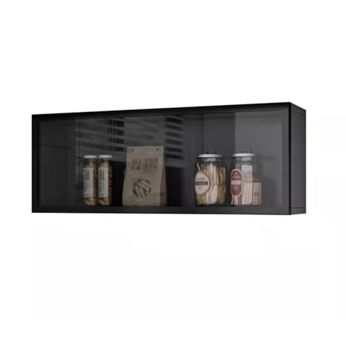 Wandschrank aus Metall mit aufklappbarer Tür, Wandschrank für Garage, Werkstatt, Küche, schwebender Vitrine mit LED-Licht, beleuchteter Aufbewahrungsschrank von Generisch