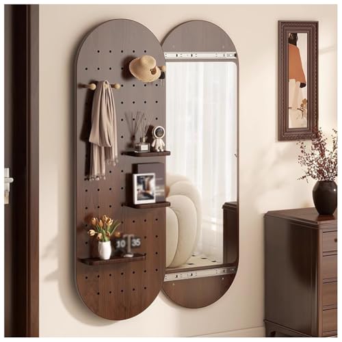 Wandspiegel mit Haken und Regalen, 2-in-1 Garderobe für Eingangsbereich, Schlafzimmer, Wohnzimmer Dekor von Generisch