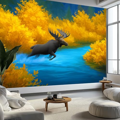 Wandtapete Cartoon Tier Elch Bach Fototapete Gelb Vliestapete Bild Dekoration Wand-Dekor, 300 x 210 cm 3D Effekt Tapete Panorama Poster Für Schlafzimmer Wohnzimmer Kinderzimmer Wandtapete Cartoon Tier Elch Bach Fototapete Gelb Vliestapete Bild Dekoration Wand-Dekor, 300 x 210 cm 3D Effekt Tapete Panorama Poster Für Schlafzimmer Wohnzimmer Kinderzimmer von Generisch