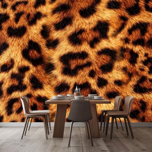 Wandtapete Fototapete Elegant Exquisit Tiere Leopardenmuster, Dekoratives Wandbild aus Vliestapete 350 x 256 cm (B x H) - Gelb Panorama-Poster Wandbild Tapete von Generisch