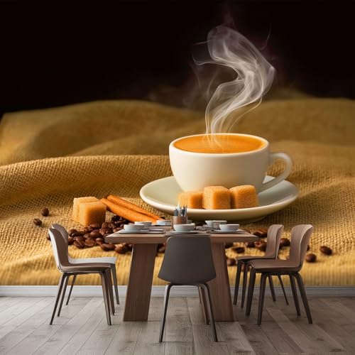 Wandtapete Fototapete Surrealismus Minimalismus Kaffee, Dekoratives Wandbild aus Vliestapete 250 x 175 cm (B x H) - Gelb Panorama-Poster Wandbild Tapete von Generisch