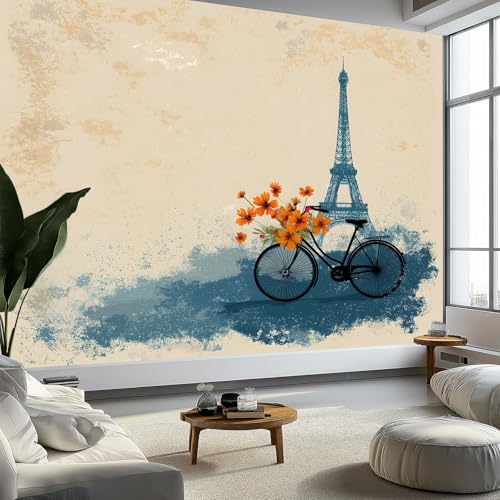 Wandtapete Vintage Romantik Eiffelturm Fahrrad Fototapete Gelb Vliestapete Bild Dekoration Wand-Dekor, 300 x 210 cm 3D Effekt Tapete Panorama Poster Für Schlafzimmer Wohnzimmer Kinderzimmer Wandtapete Vintage Romantik Eiffelturm Fahrrad Fototapete Gelb Vliestapete Bild Dekoration Wand-Dekor, 300 x 210 cm 3D Effekt Tapete Panorama Poster Für Schlafzimmer Wohnzimmer Kinderzimmer von Generisch
