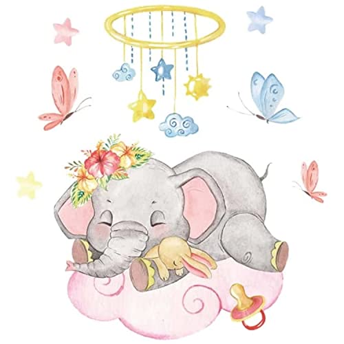 Wandtattoo schlafender Elefant auf rosa Wolke - Wandaufkleber für Kinderzimmer Babyzimmer - Tiere Wanddeko Wandsticker für Mädchen & Jungen von Generisch