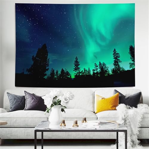 Wandteppich Aurora Im Wald 60x80cm Wall Tapestry Art Print Stoff Wandtuch, Party Hippie Wandbehang Großes Tapisserie für Wohnzimmer Schlafzimmer Dorm Wanddeko Wandposter Auch als Picknickdecke D6719 von Generisch