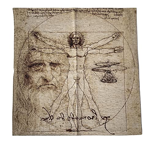 Wandteppich aus Italy Wanddeko Leonardo Da Vinci Vitruvian mann 70x70 cm Gobelin von Generisch