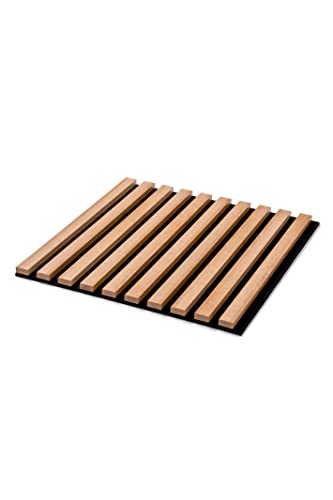 Wandverkleidung | Lamellenverkleidung | Akustikpaneel | Wandpaneele auf filz | Akustikfilz | Lamellenwand | Lamellen dekor | Eiche | 45cm Hoch | 45cm Breit | von Generisch