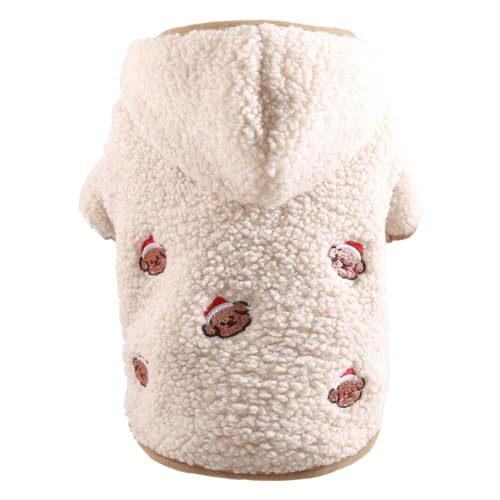 Warmes Kapuzenjacke aus Lammfell mit Aufgesticktem Bärenmuster Haustieranzug Haustierkleidung Katzenweste Hundeanzug Ideal für Kleine Große Haustiere Katzenkleidung Hundebekleidung von Generisch