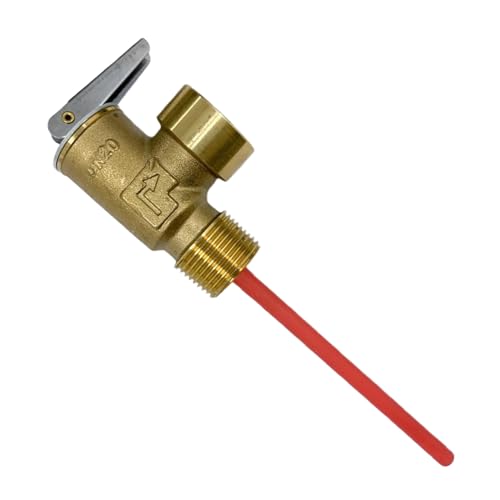 Warmwasser Temperatur- und Druckentlastungsventil 99°C 10 bar,Warmwasserspeicher Sicherheitsventil | Installationszubehör mit verlängerter Sonde für Kessel Heizsysteme Wärmespeichertanks Installateure von Generisch