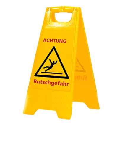 Warnschild Warnaufsteller Achtung Rutschgefahr Vorsicht Glätte Hinweis gelb von Generisch