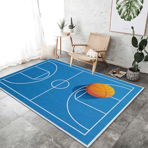 Waschbar Teppich Wohnzimmer 60x90 cm - Super Weich Komfort Schlafzimmer Teppich rutschfest, Einfach Basketballplatz Blau Gegend Teppiche für Esszimmer Schlafzimmer In & Outdoor Waschbar Teppich Wohnzimmer 60x90 cm - Super Weich Komfort Schlafzimmer Teppich rutschfest, Einfach Basketballplatz Blau Gegend Teppiche für Esszimmer Schlafzimmer In & Outdoor von Generisch