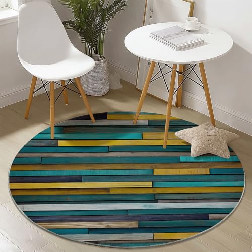 Waschbare Runde Teppiche 150 cm, Abstrakt Holzbrett Muster Rutschfester Runder Rugs für das Wohnzimmer, Grün Weicher Niedrigfloriger Teppich für unter den Esstisch Waschbare Runde Teppiche 150 cm, Abstrakt Holzbrett Muster Rutschfester Runder Rugs für das Wohnzimmer, Grün Weicher Niedrigfloriger Teppich für unter den Esstisch von Generisch
