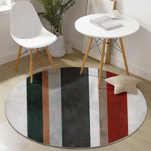 Waschbare Runde Teppiche 150 cm, Modern Abstrakt Streifen Muster Rutschfester Runder Rugs für das Wohnzimmer, Grau Weicher Niedrigfloriger Teppich für unter den Esstisch Waschbare Runde Teppiche 150 cm, Modern Abstrakt Streifen Muster Rutschfester Runder Rugs für das Wohnzimmer, Grau Weicher Niedrigfloriger Teppich für unter den Esstisch von Generisch