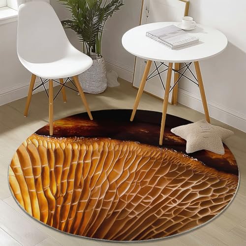 Waschbare Runde Teppiche 150 cm, Pilzkrause Textur Muster Rutschfester Runder Rugs für das Wohnzimmer, Orange Farbe Weicher Niedrigfloriger Teppich für unter den Esstisch Waschbare Runde Teppiche 150 cm, Pilzkrause Textur Muster Rutschfester Runder Rugs für das Wohnzimmer, Orange Farbe Weicher Niedrigfloriger Teppich für unter den Esstisch von Generisch